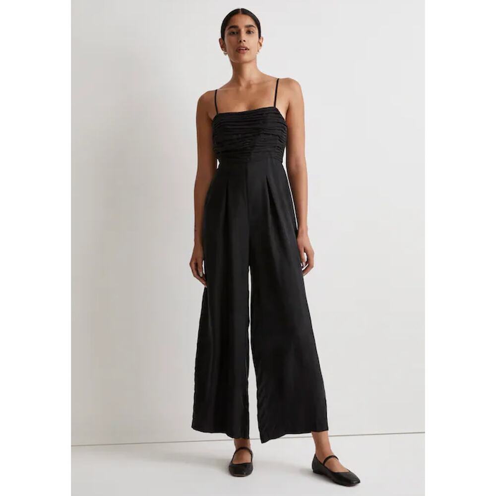 Madewell 10 black ruched wide leg jumpsuit
